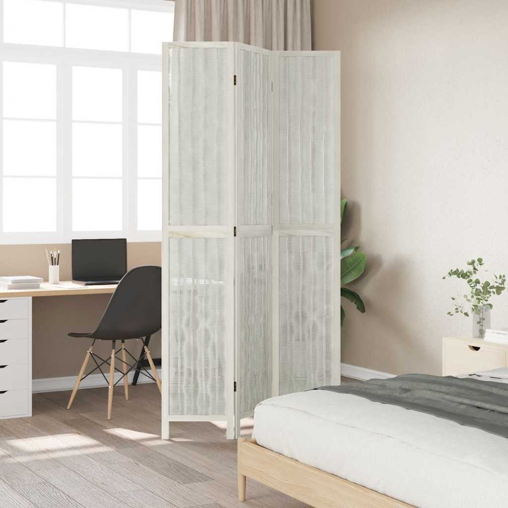 Vidaxl kamerscherm met 3 panelen massief paulowniahout wit