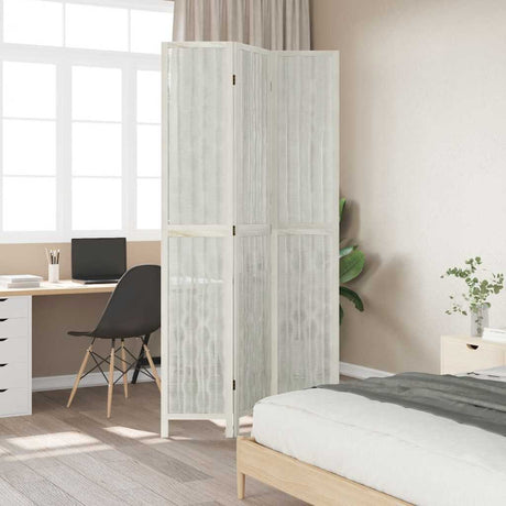 Vidaxl kamerscherm met 3 panelen massief paulowniahout wit