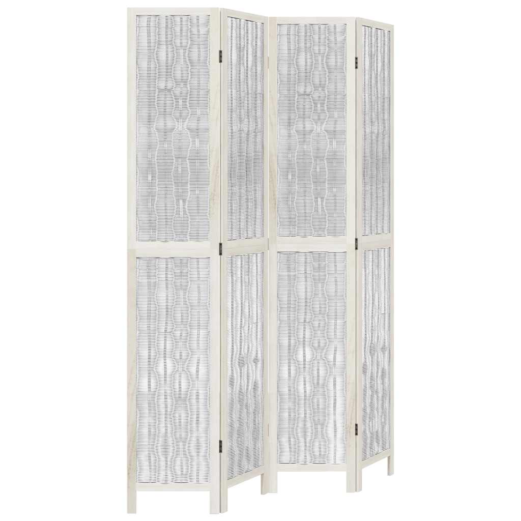 Vidaxl kamerscherm met 4 panelen massief paulowniahout wit