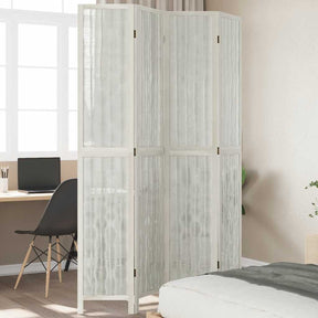 Vidaxl kamerscherm met 4 panelen massief paulowniahout wit