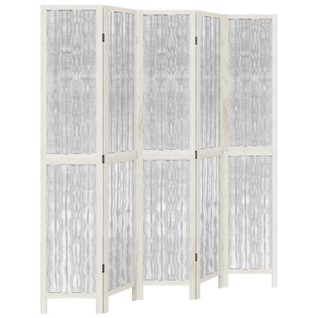 Vidaxl kamerscherm met 5 panelen massief paulowniahout wit