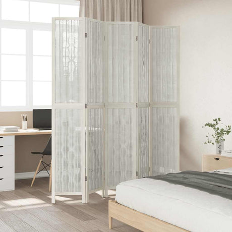 Vidaxl kamerscherm met 5 panelen massief paulowniahout wit