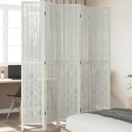 Vidaxl kamerscherm met 5 panelen massief paulowniahout wit