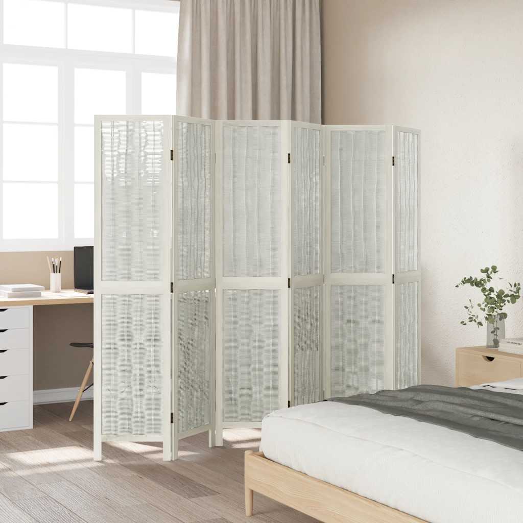Vidaxl kamerscherm met 6 panelen massief paulowniahout wit