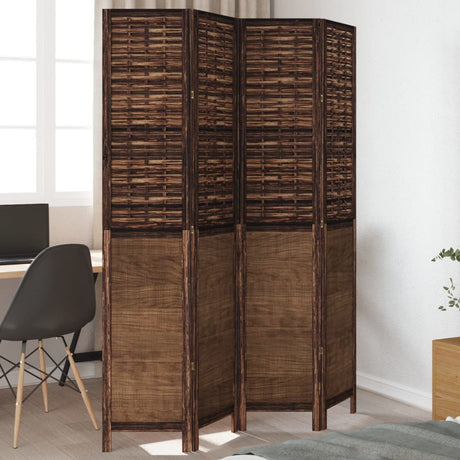 Vidaxl kamerscherm met 4 panelen massief paulowniahout donkerbruin