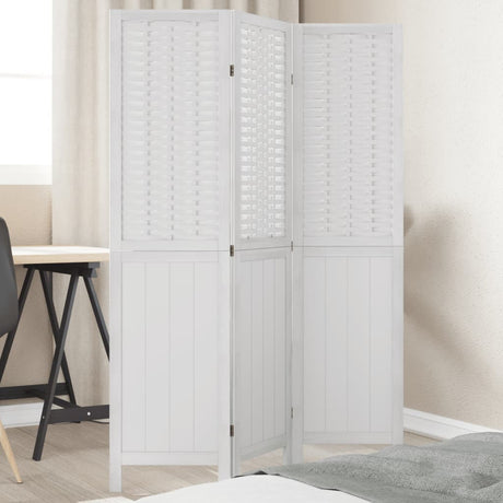 Vidaxl kamerscherm met 3 panelen massief paulowniahout wit