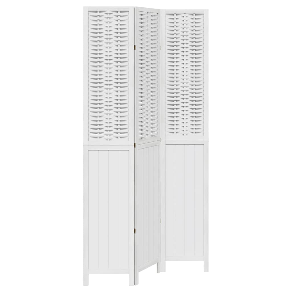 Vidaxl kamerscherm met 3 panelen massief paulowniahout wit