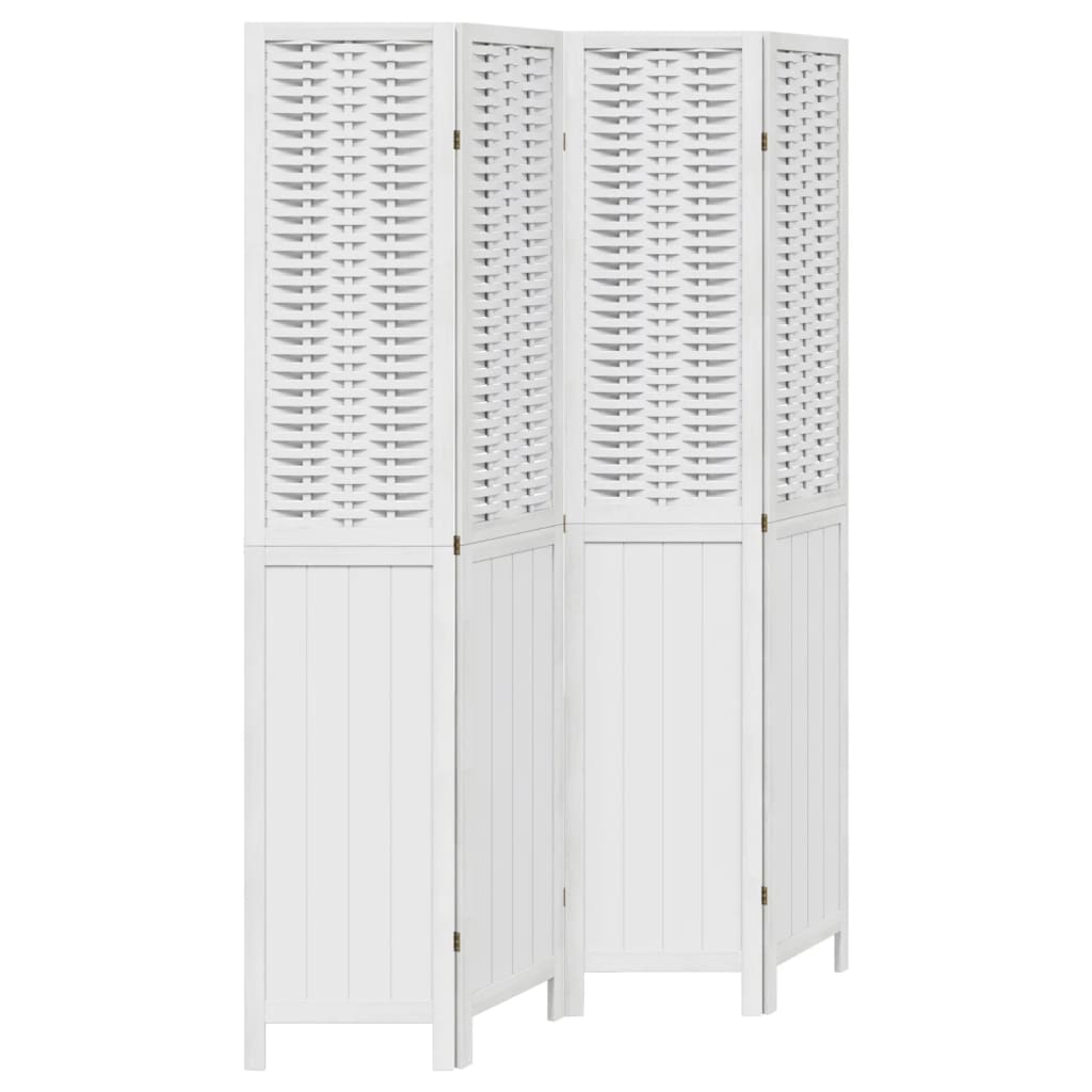 Vidaxl kamerscherm met 4 panelen massief paulowniahout wit