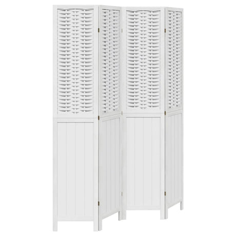 Vidaxl kamerscherm met 4 panelen massief paulowniahout wit