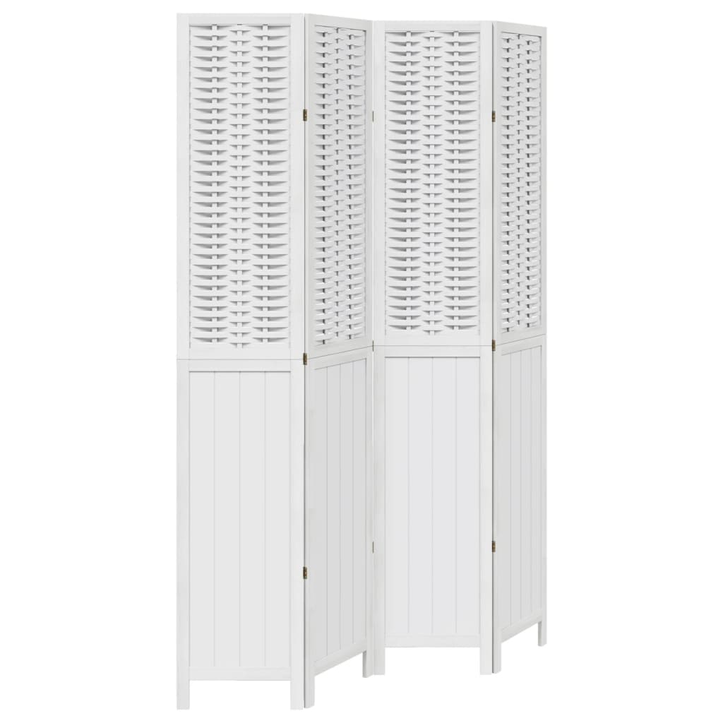 Vidaxl kamerscherm met 4 panelen massief paulowniahout wit