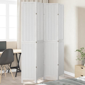Vidaxl kamerscherm met 4 panelen massief paulowniahout wit