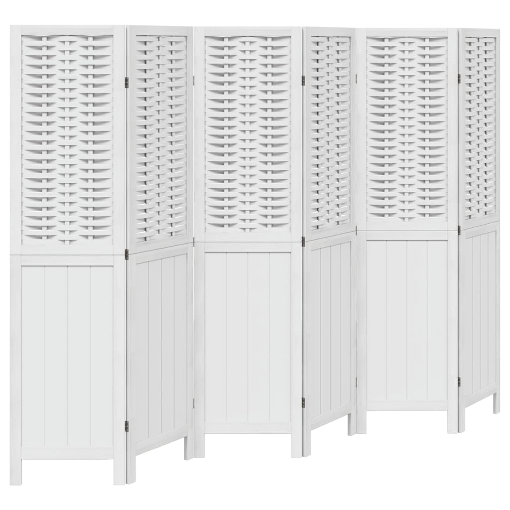 Vidaxl kamerscherm met 6 panelen massief paulowniahout wit