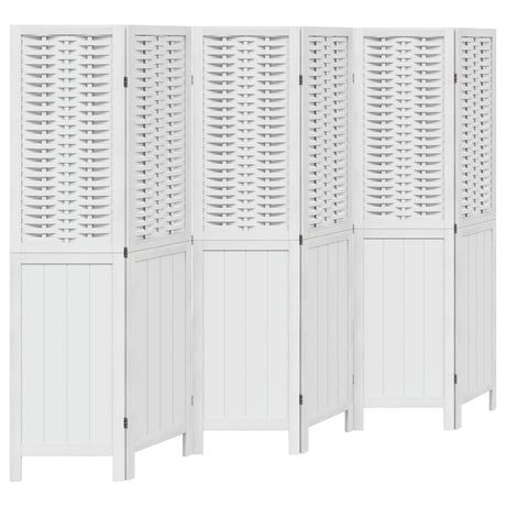 Vidaxl kamerscherm met 6 panelen massief paulowniahout wit