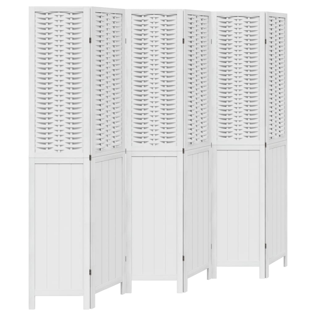 Vidaxl kamerscherm met 6 panelen massief paulowniahout wit
