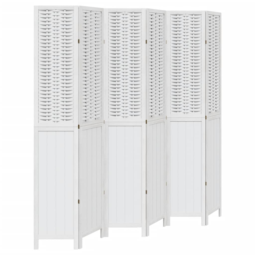 Vidaxl kamerscherm met 6 panelen massief paulowniahout wit