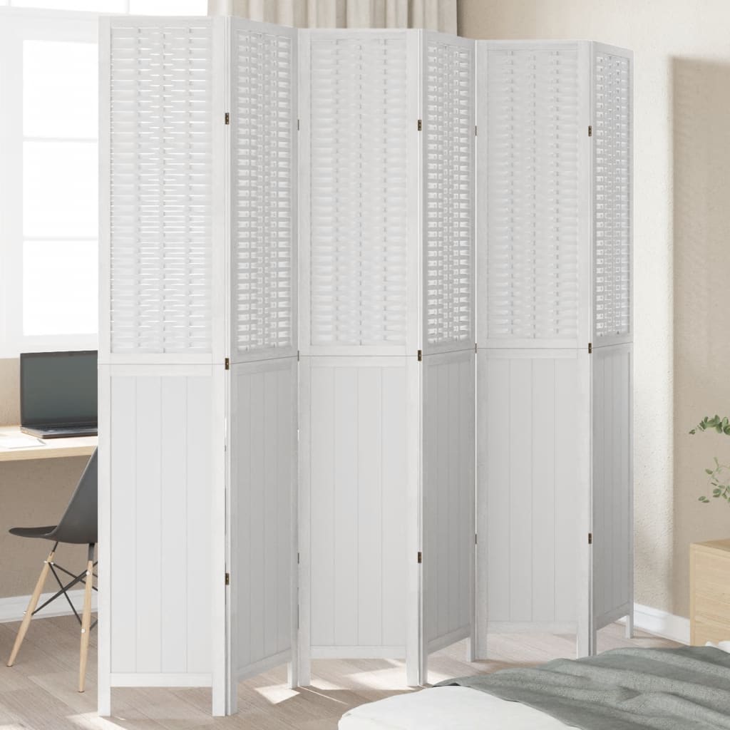 Vidaxl kamerscherm met 6 panelen massief paulowniahout wit