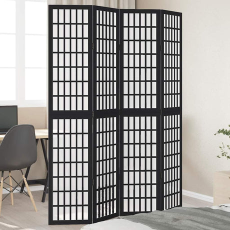 Vidaxl kamerscherm met 4 panelen massief paulowniahout zwart