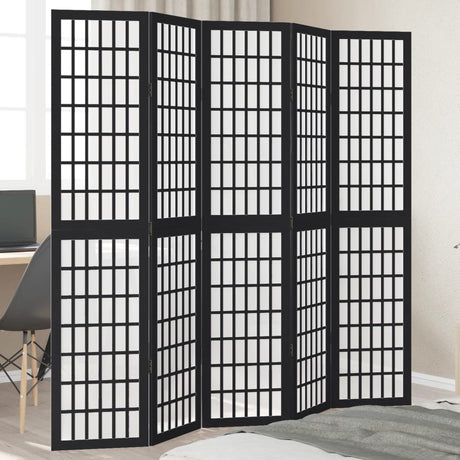 Vidaxl kamerscherm met 5 panelen massief paulowniahout zwart