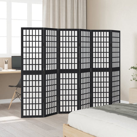 Vidaxl kamerscherm met 6 panelen massief paulowniahout zwart