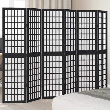 Vidaxl kamerscherm met 6 panelen massief paulowniahout zwart