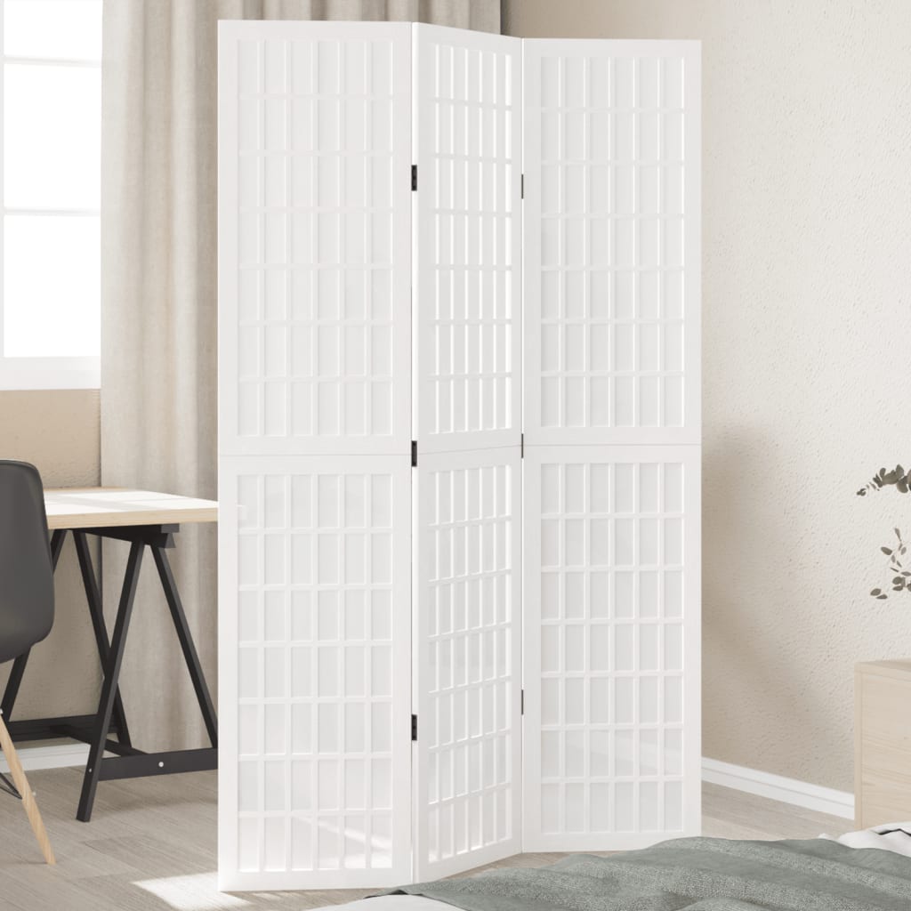 Vidaxl kamerscherm met 3 panelen massief paulowniahout wit