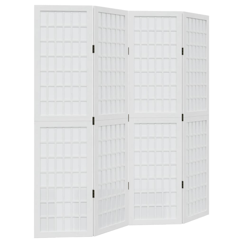 Vidaxl kamerscherm met 4 panelen massief paulowniahout wit