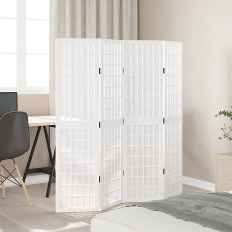Vidaxl kamerscherm met 4 panelen massief paulowniahout wit