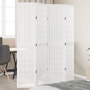Vidaxl kamerscherm met 4 panelen massief paulowniahout wit
