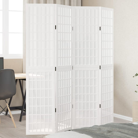 Vidaxl kamerscherm met 4 panelen massief paulowniahout wit