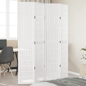 Vidaxl kamerscherm met 4 panelen massief paulowniahout wit