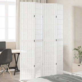 Vidaxl kamerscherm met 4 panelen massief paulowniahout wit
