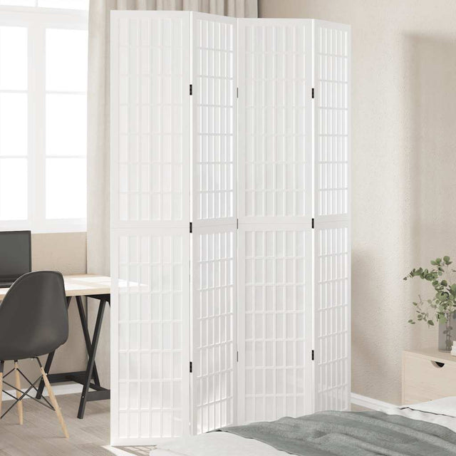 Vidaxl kamerscherm met 4 panelen massief paulowniahout wit