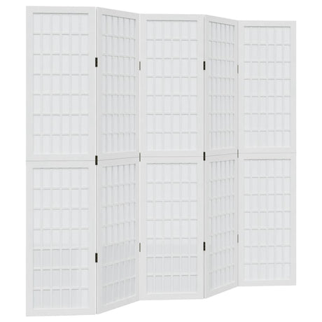 Vidaxl kamerscherm met 5 panelen massief paulowniahout wit