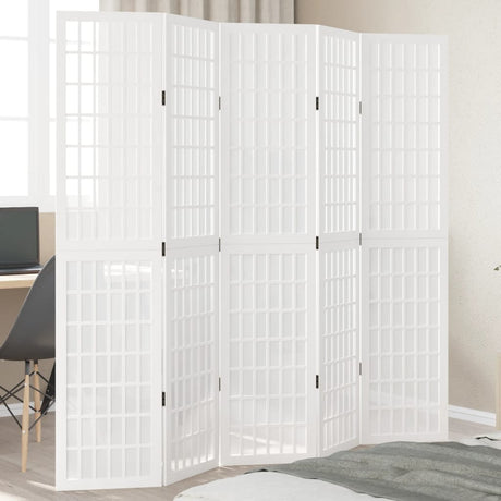 Vidaxl kamerscherm met 5 panelen massief paulowniahout wit