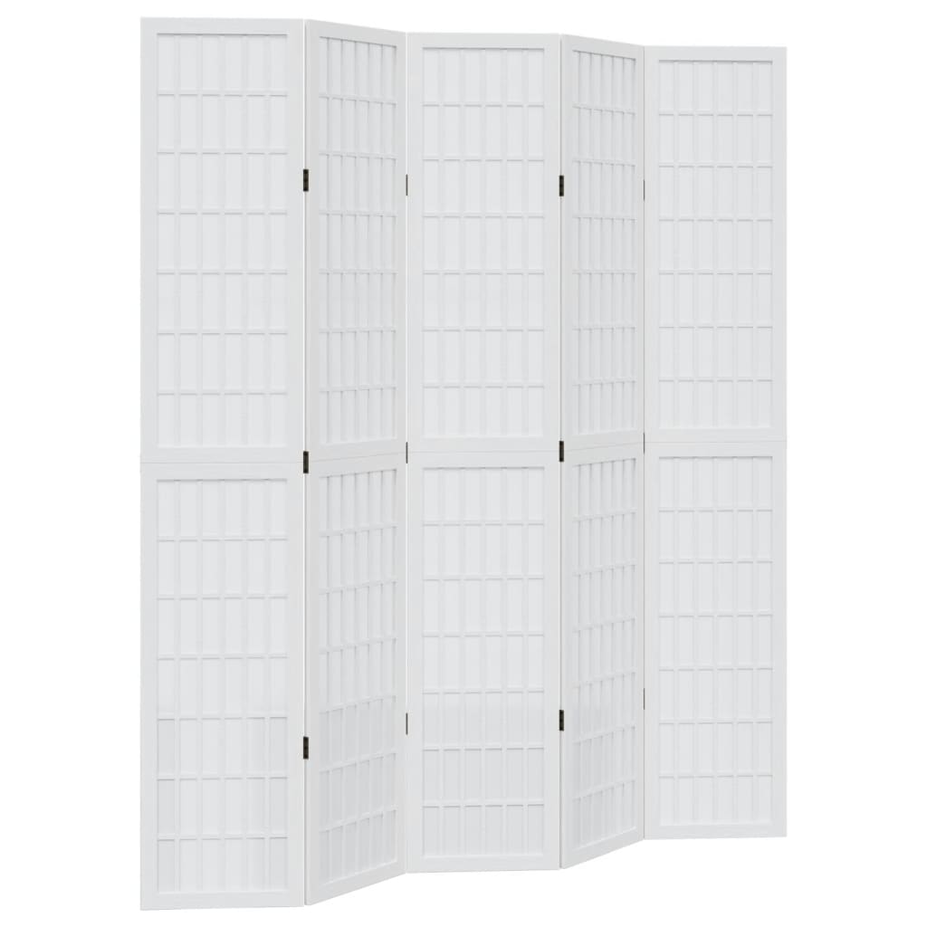 Vidaxl kamerscherm met 5 panelen massief paulowniahout wit