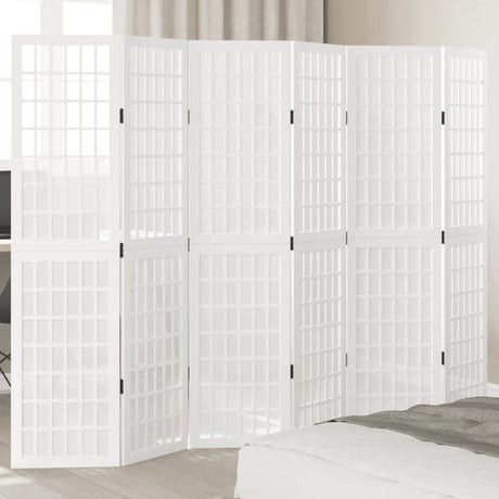 Vidaxl kamerscherm met 6 panelen massief paulowniahout wit