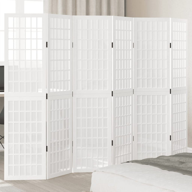 Vidaxl kamerscherm met 6 panelen massief paulowniahout wit