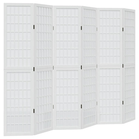 Vidaxl kamerscherm met 6 panelen massief paulowniahout wit