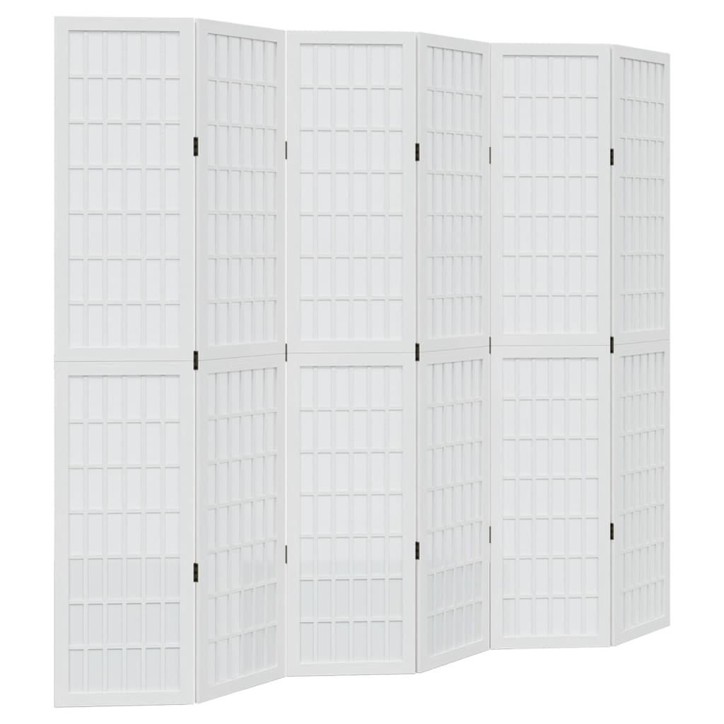 Vidaxl kamerscherm met 6 panelen massief paulowniahout wit