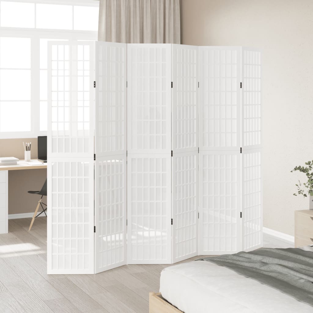 Vidaxl kamerscherm met 6 panelen massief paulowniahout wit