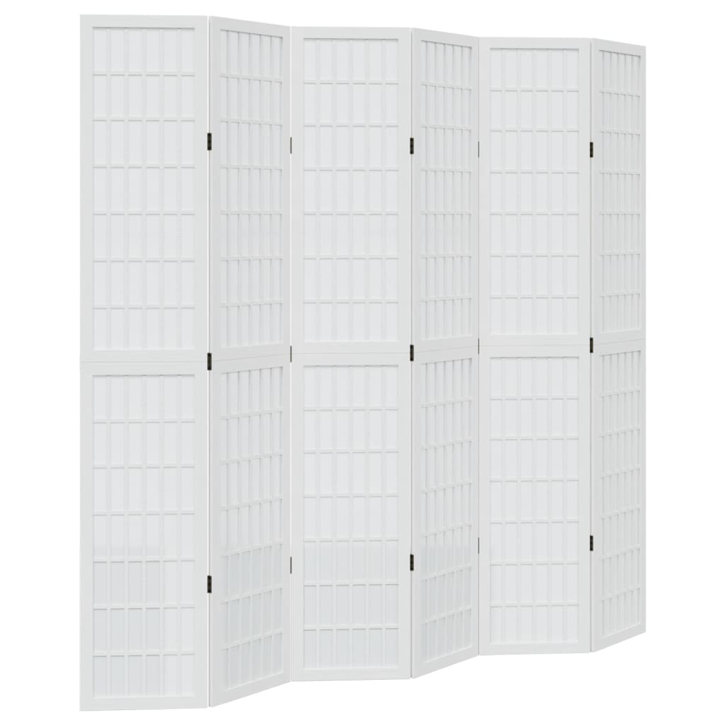 Vidaxl kamerscherm met 6 panelen massief paulowniahout wit