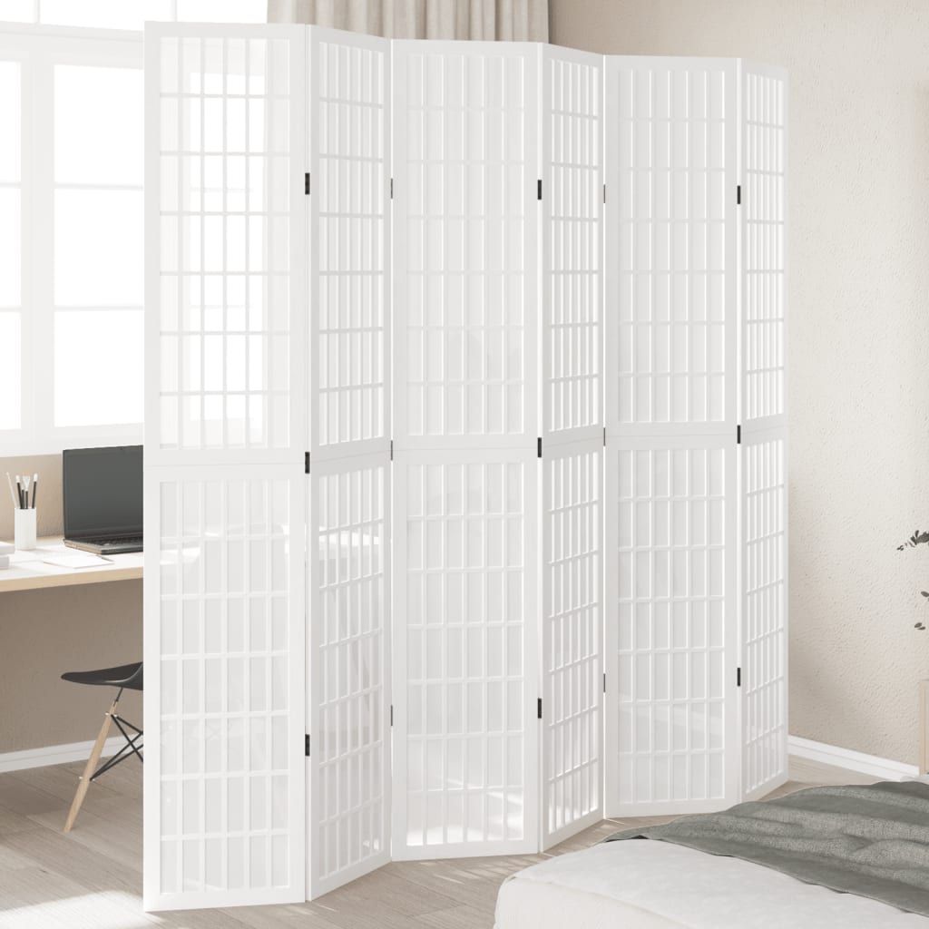 Vidaxl kamerscherm met 6 panelen massief paulowniahout wit