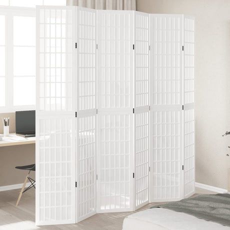 Vidaxl kamerscherm met 6 panelen massief paulowniahout wit