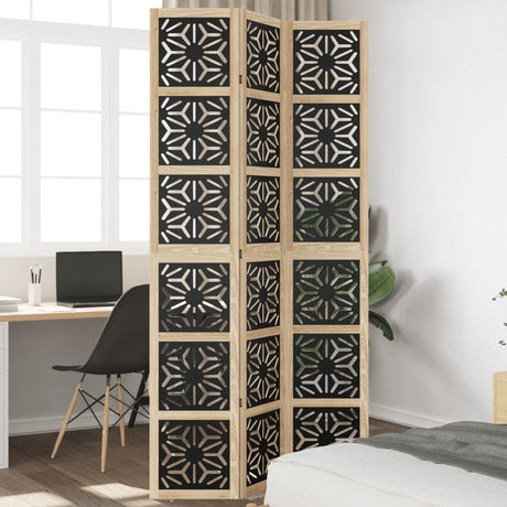 Vidaxl kamerscherm met 3 panelen massief paulowniahout zwart