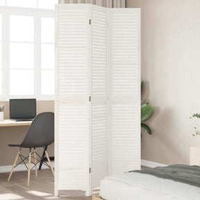 Vidaxl kamerscherm met 3 panelen massief paulowniahout retro wit