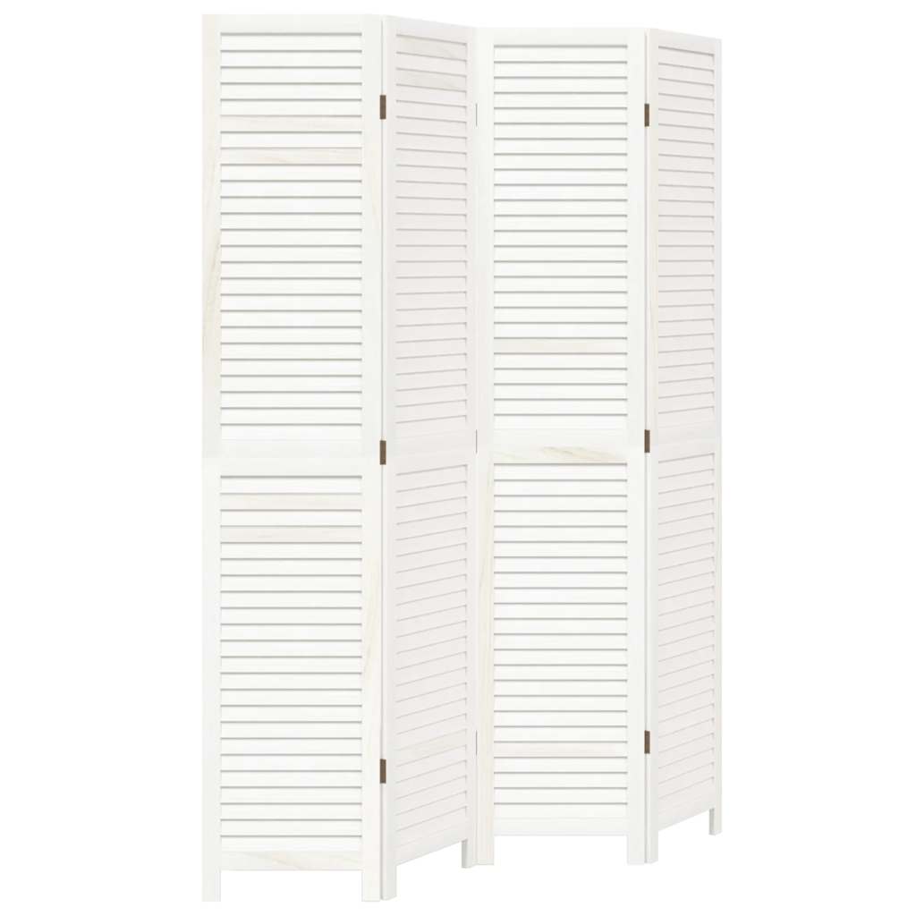 Vidaxl kamerscherm met 4 panelen massief paulowniahout retro wit