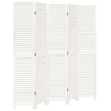 Vidaxl kamerscherm met 5 panelen massief paulowniahout retro wit