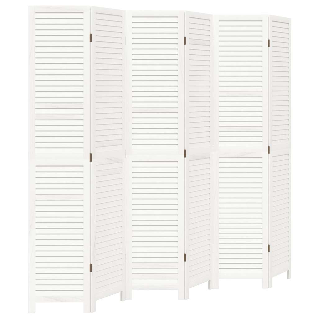Vidaxl kamerscherm met 6 panelen massief paulowniahout retro wit