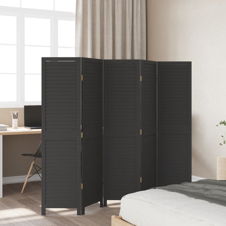 Vidaxl kamerscherm met 5 panelen massief paulowniahout zwart