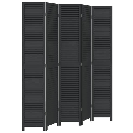 Vidaxl kamerscherm met 5 panelen massief paulowniahout zwart